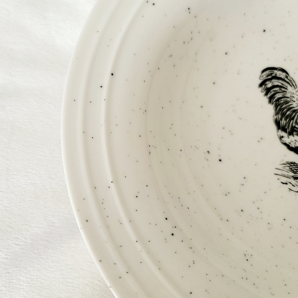 Grace Fine China ceramic rooster bowl white black speckle farmhouse dinnerware - Picture 3 of 7